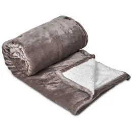 Serendipio Glacial Sherpa Fleece Blanket Taupe